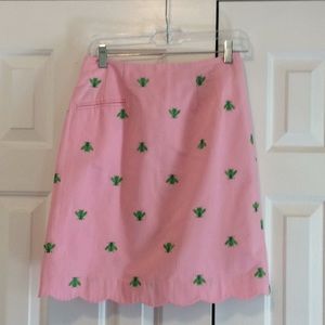 Lilly Pulitzer pink skirt with embroidered bees